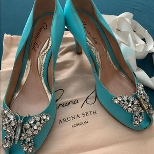 Aruna Seth Aquamarine kitten heels